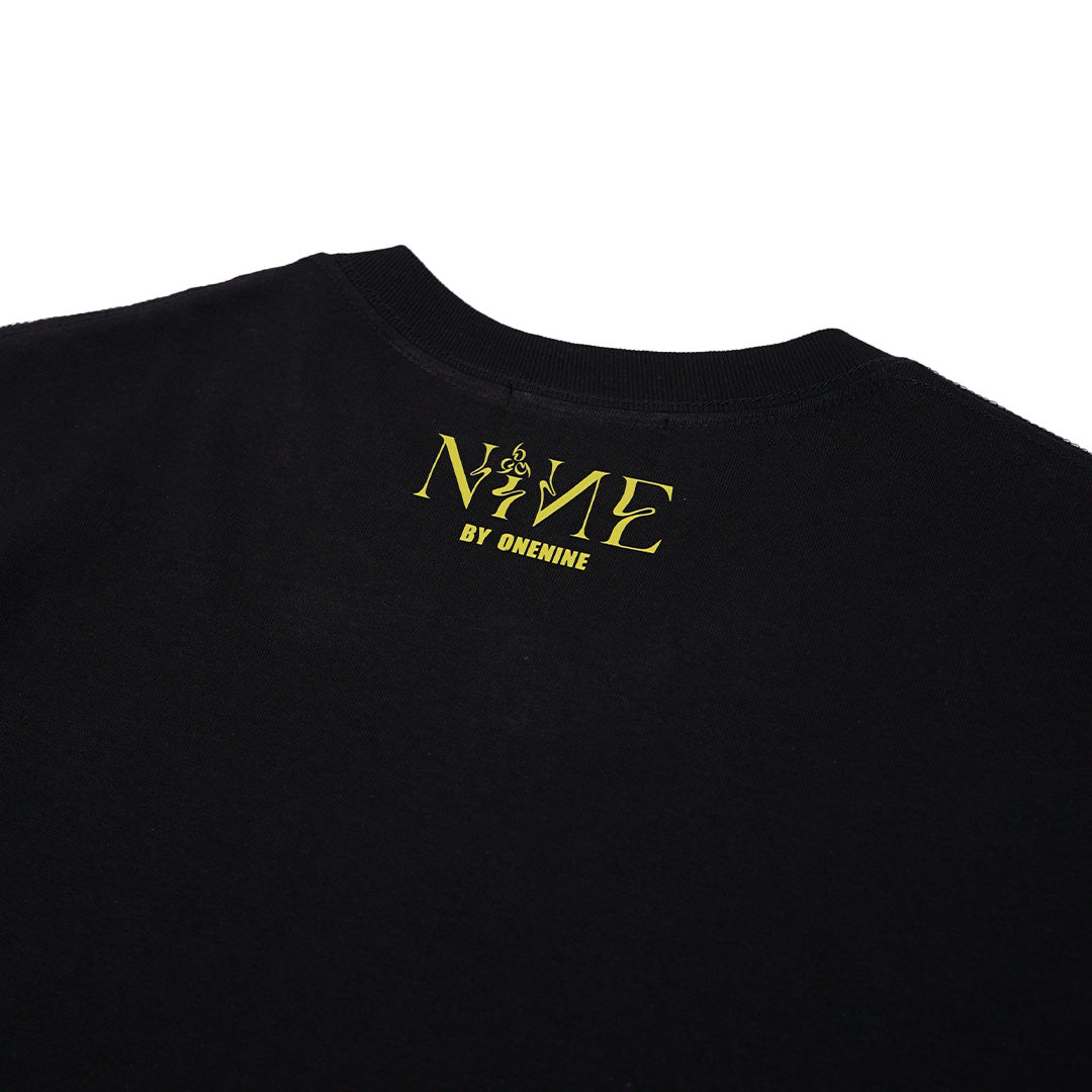 Basic tee BLK x yellow / NINE